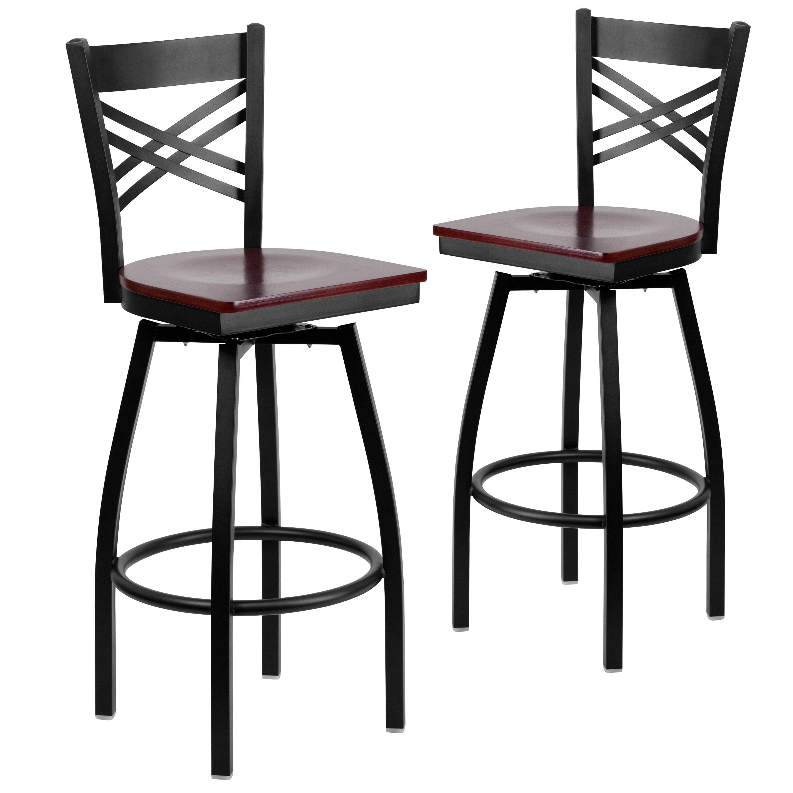 Mahogany Wood Seat/Black Metal Frame