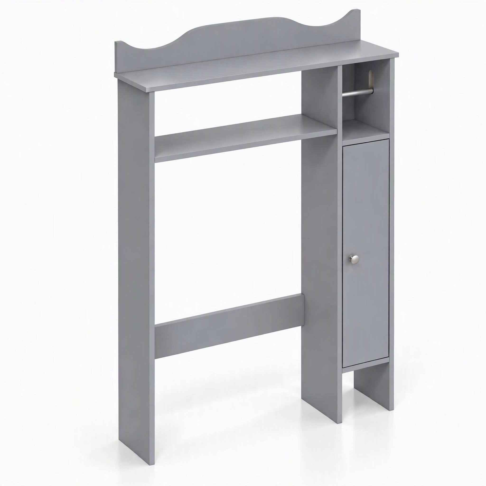 Front. Costway - Costway Over the Toilet Storage Cabinet with Toilet Paper Holder Adjustable Shelves - Gray.
