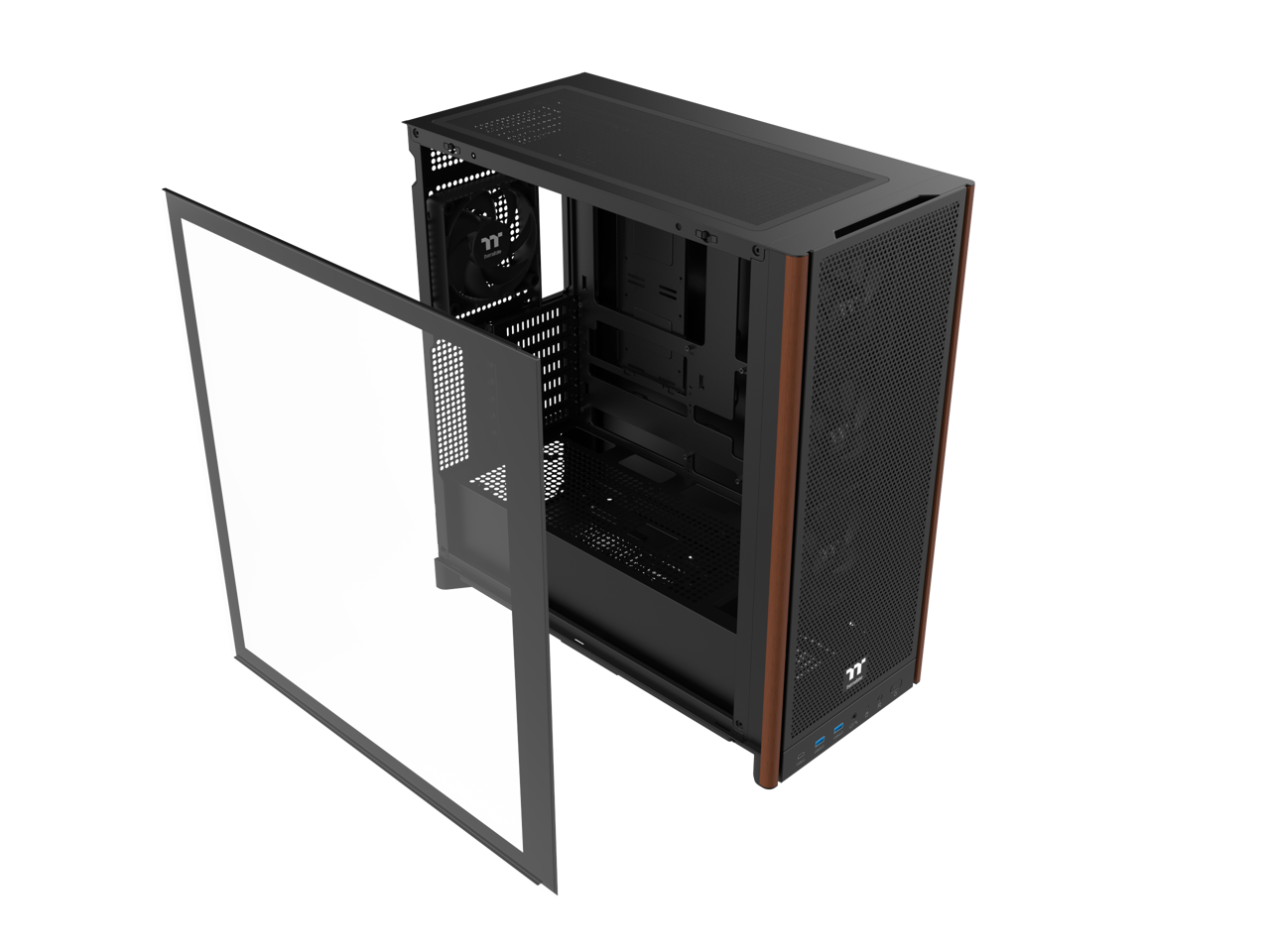 Alt View 1. Thermaltake - Thermaltake S370 WS Mid Tower - Wood Trim, 4x120mm Fans, 360mm Rad, 410mm GPU - Wood Front Trim.