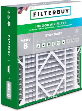 Filterbuy - 24x25x5 MERV 8 Dust & Allergy Defense, Pleated HVAC AC Furnace Air Filters Replacement for Carrier & More (1-Pack) - Silver