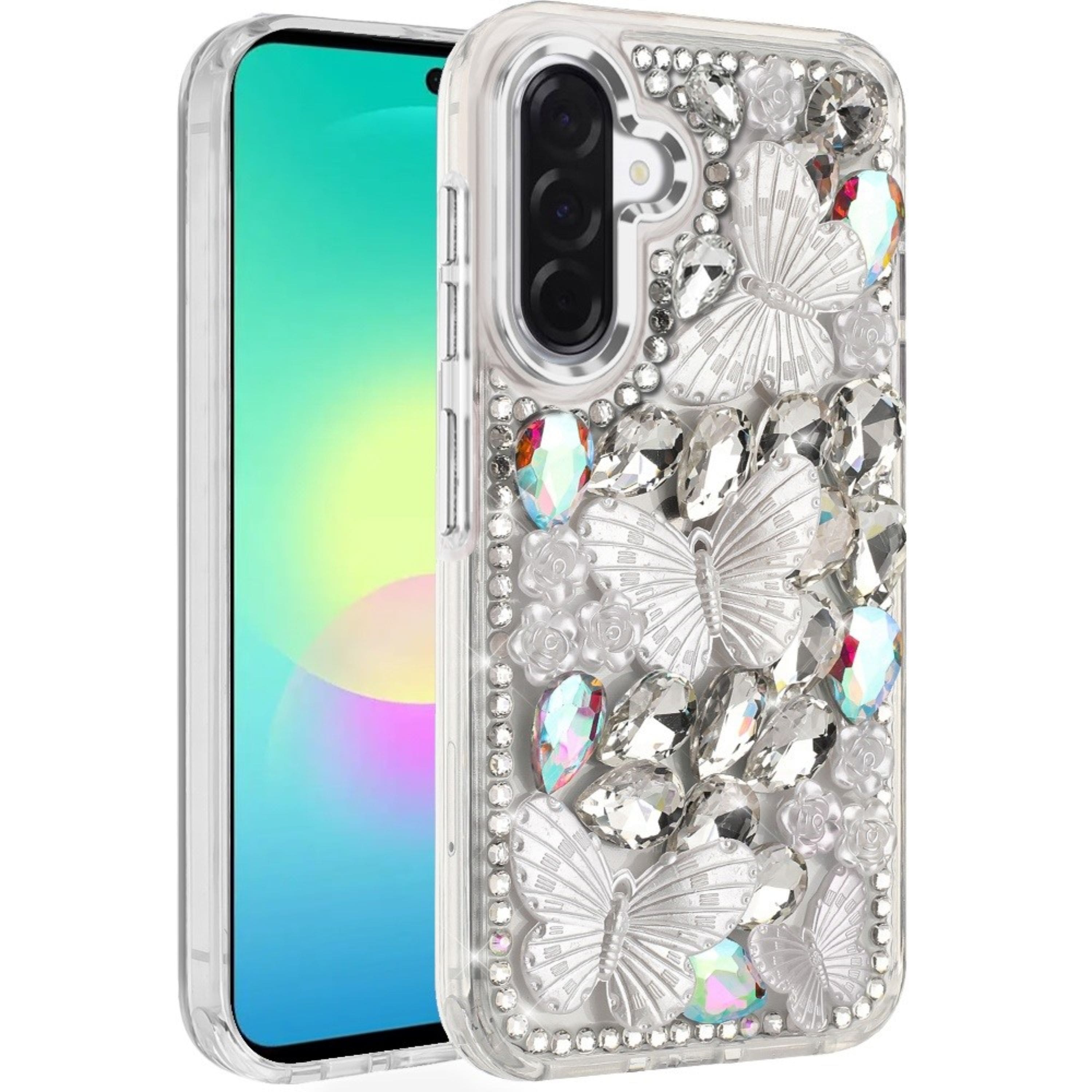 Kitcheniva - Bling Diamond Large Butterflies Cover Plus Tempered Glass For Samsung A27 5G - Silver price history on PriceWatchPro