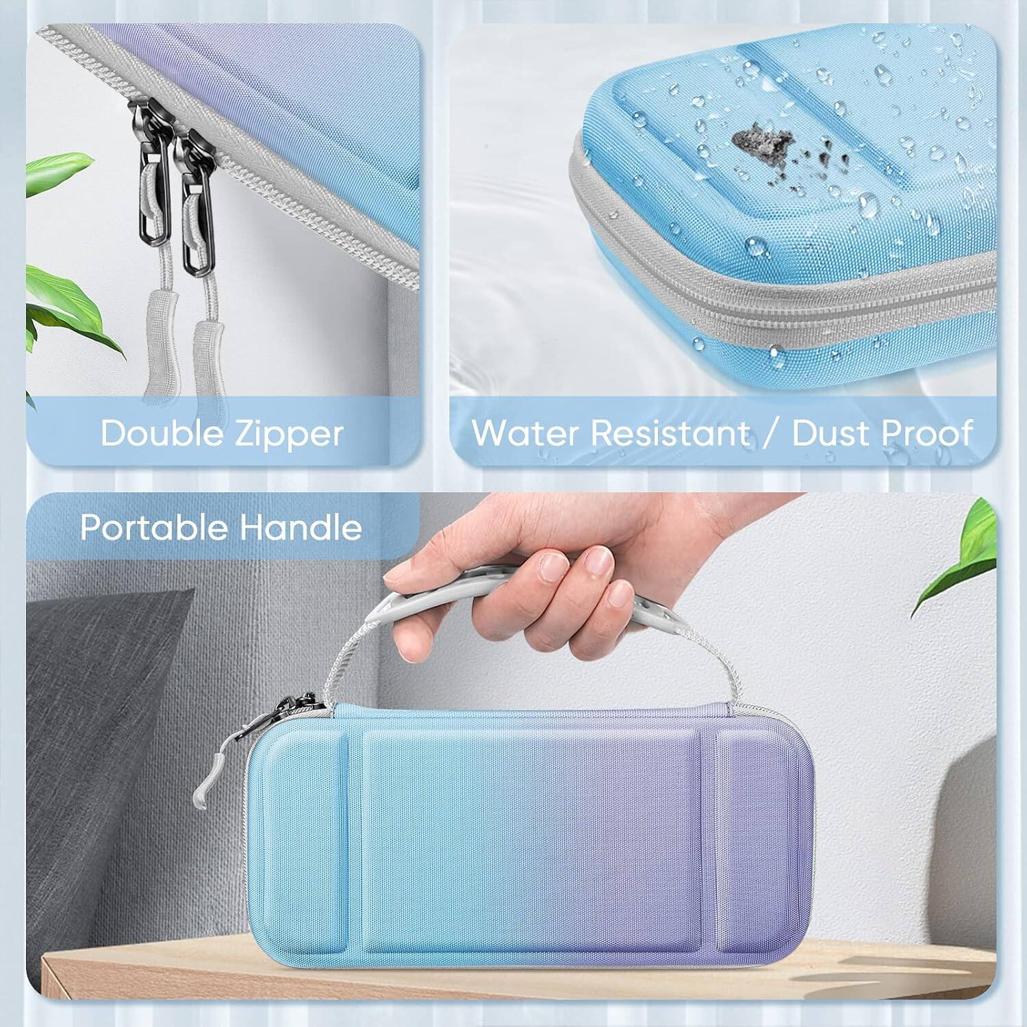 Double Zipper  
Water Resistant / Dust Proof  
Portable Handle