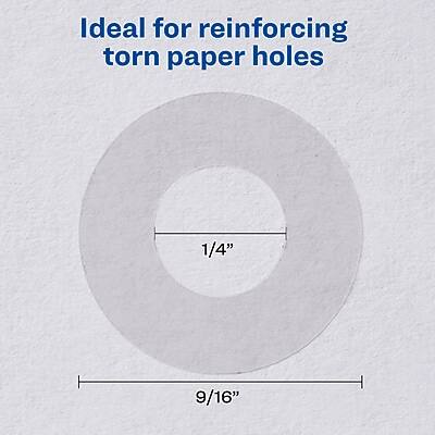 Ideal for reinforcing torn paper holes

1/4"

9/16"