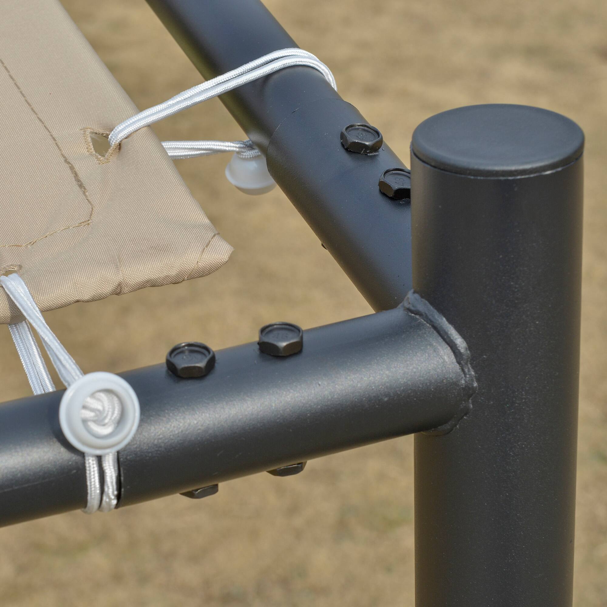 Alt View 4. Outsunny - 9' x 10' Outdoor Pergola with Canopy, Patio Sun Shade Shelter Grill Gazebo, for Garden, Backyard, Lawn - Beige.