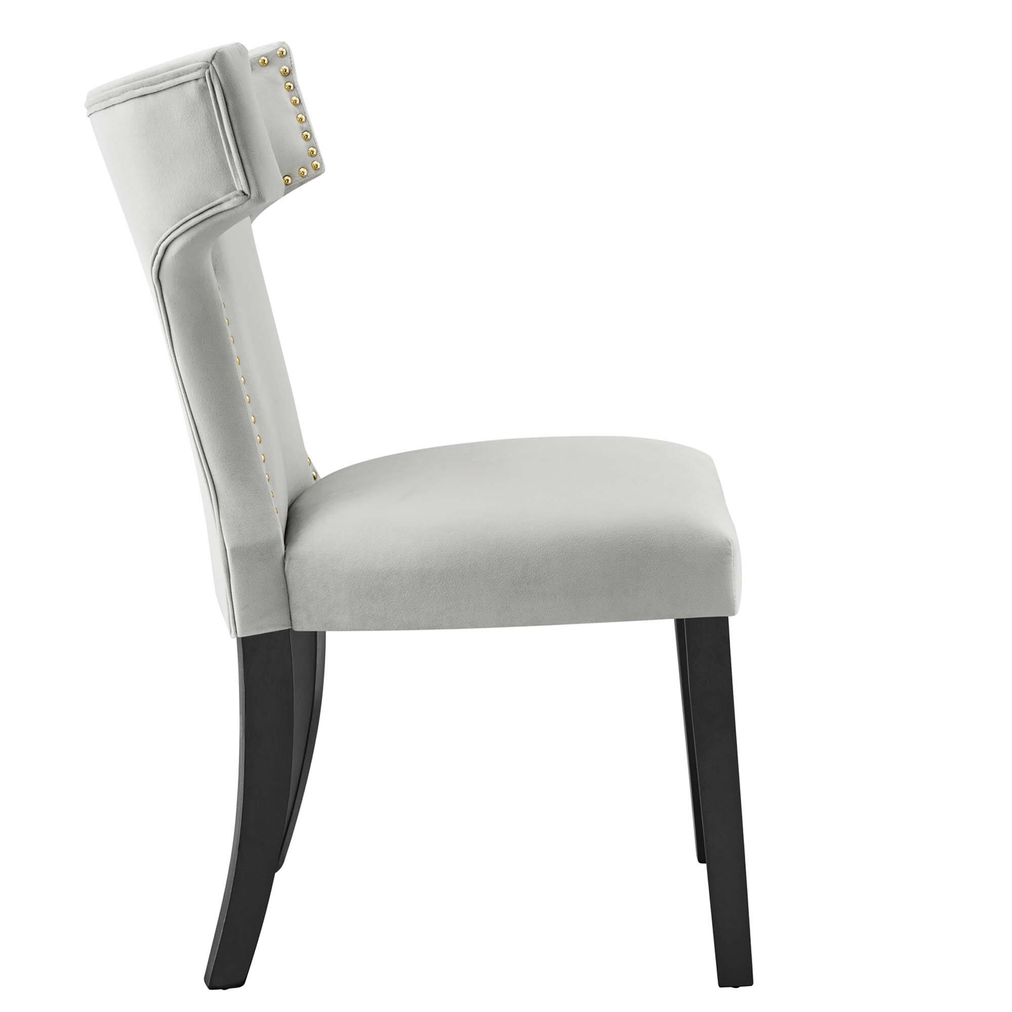 Alt View 2. Modway - Curve Performance Velvet Dining Chairs Set of 2 by Modway - Light Gray.
