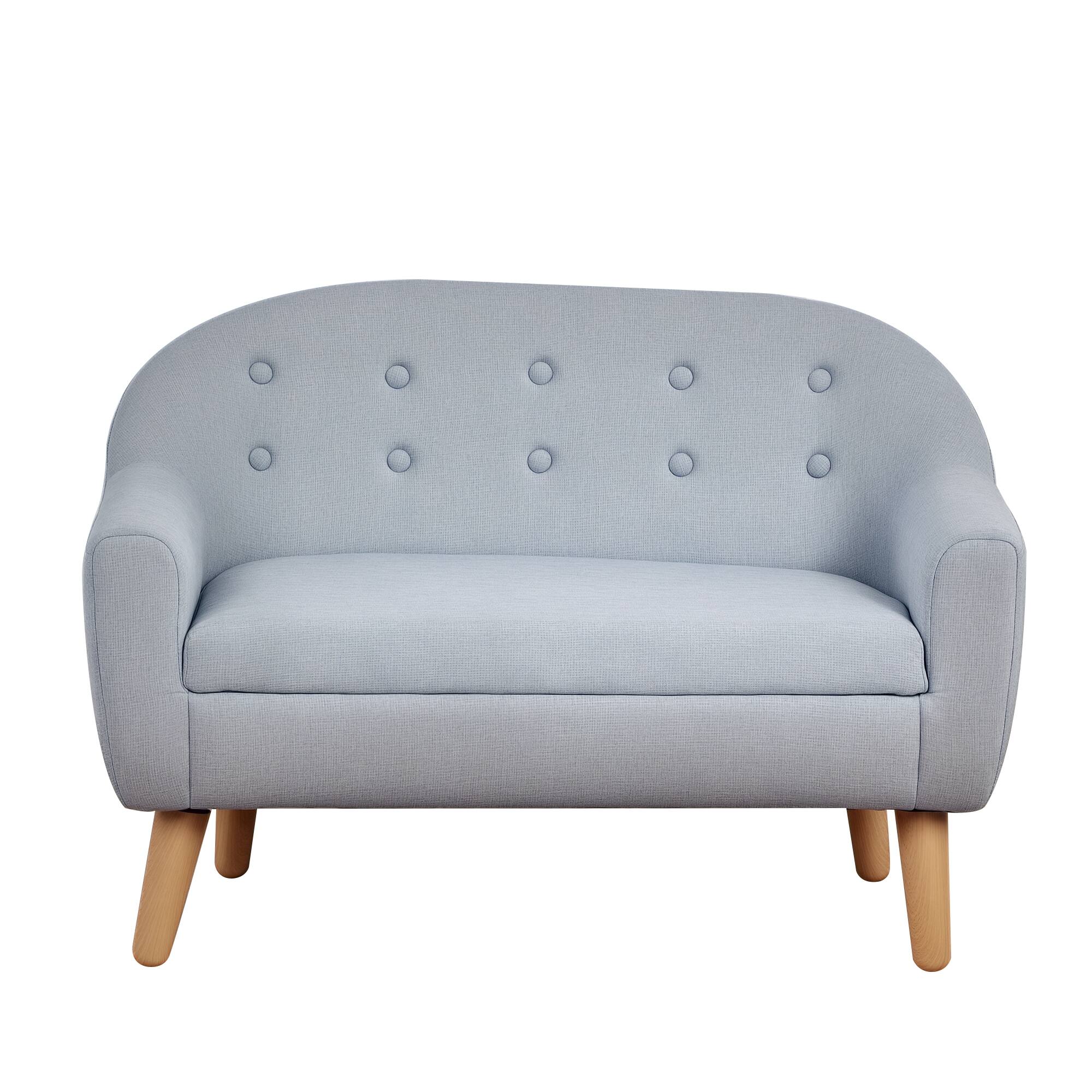 "Qaba - 2-Seat Kids Sofa, Toddler Sofa Couch, Linen-Like Fabric and Wooden Frame Sofa Chair for Ages 3-7, 11"" High Seat - Gray" price history on PriceWatchPro