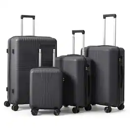 Winado - 16"/20"/24"/28" Carry on 4 Piece PP Hardside Luggage Suitcase Set with Built-in Lock Spinner Wheels for Travel Business - Dark Gray