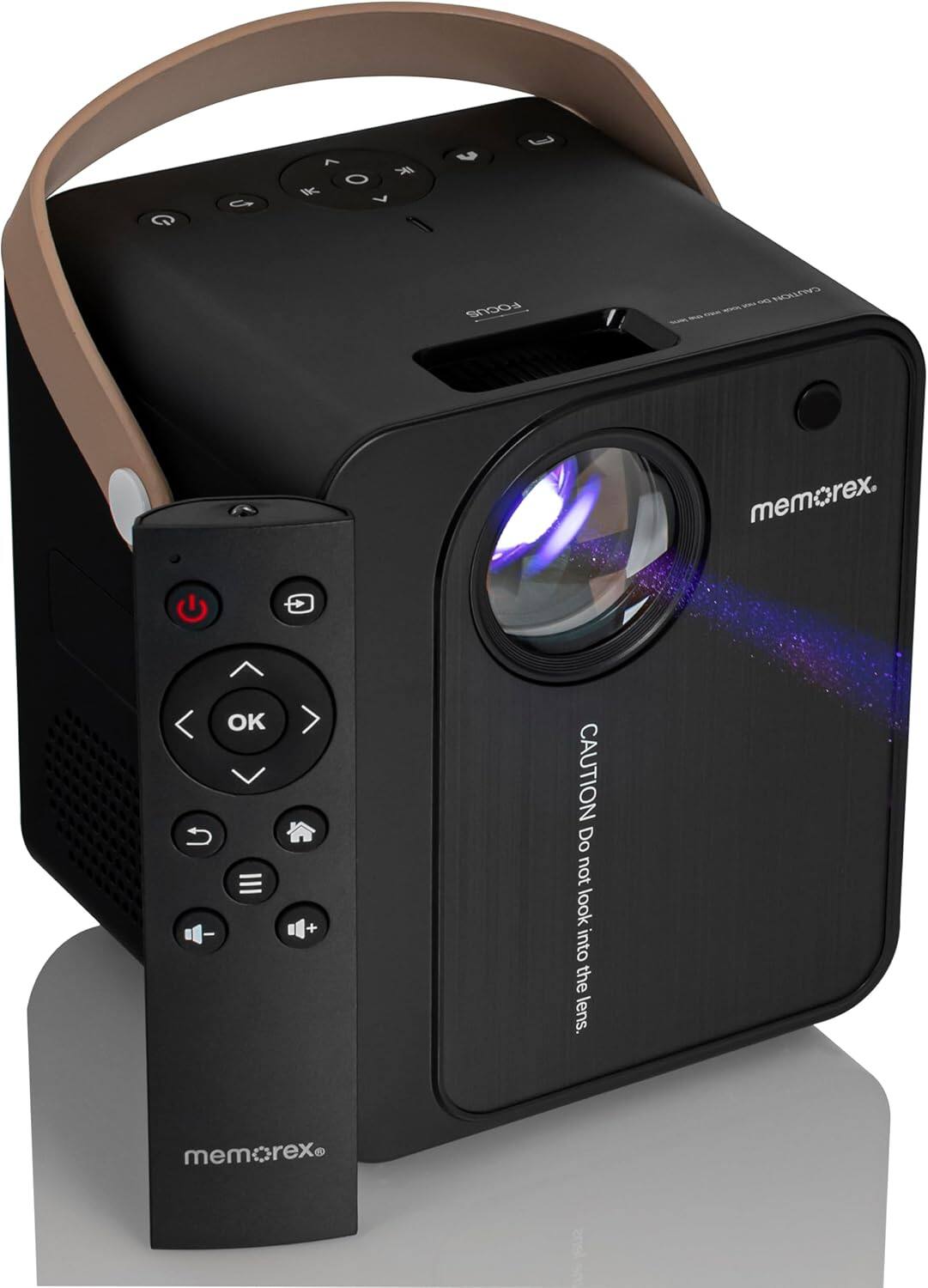 G 7 O  Ic 7 I  1 FOGUS H memorex. rex. OK + CAUTION Do not look into the lens. memerex mem rex lens