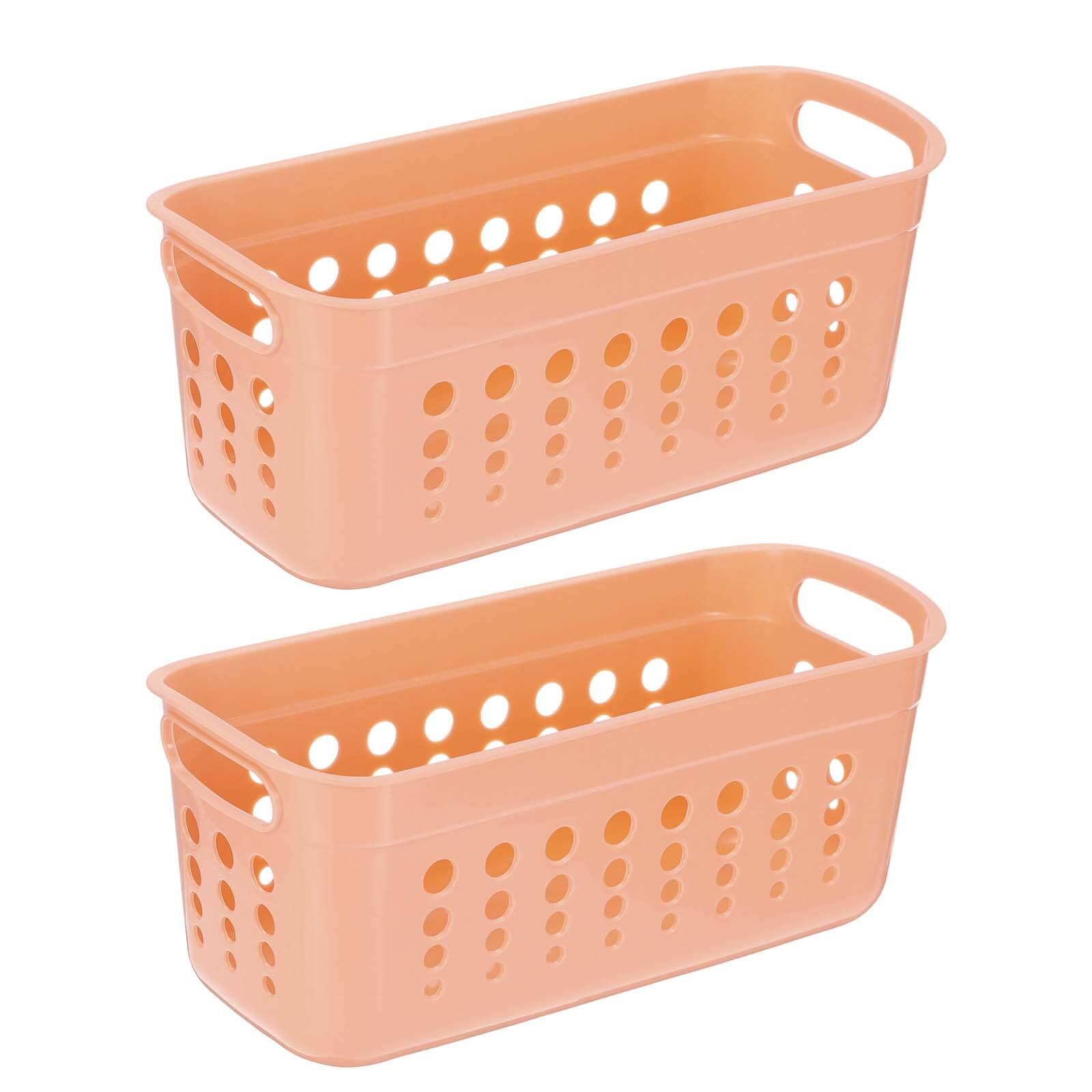 "Unique Bargains - 2pcs Pantry Plastic Storage Baskets, 11.42x5.24x4.92"", Stackable Organizer with Handle, for Shelves Bathroomss Closet - Orange" price history on PriceWatchPro