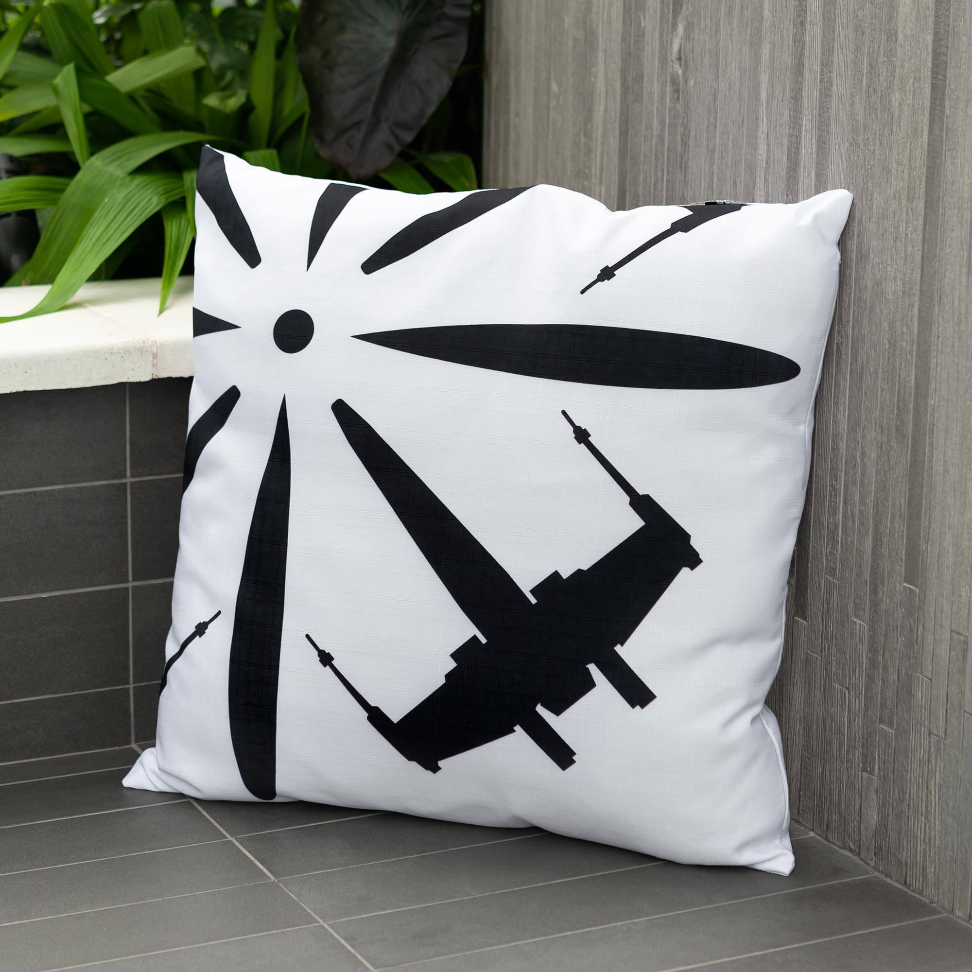 Alt View 3. Star Wars - Star Wars White Throw Pillow | Black X-Wing Fighter Design | 25 x 25 Inches - White/Black.