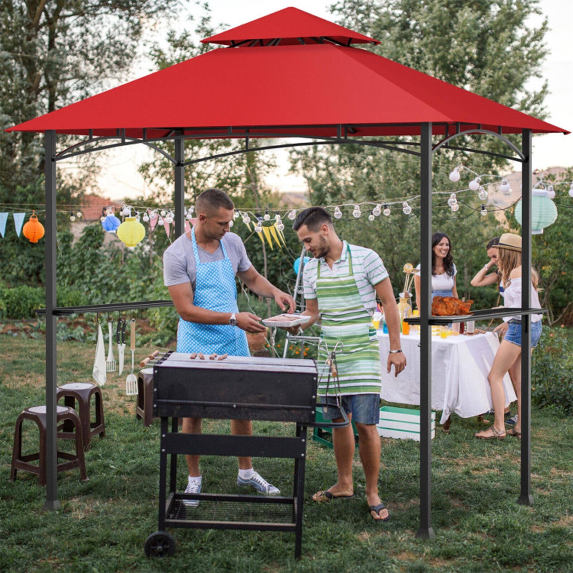 Alt View 2. Boyel Living - 10 x 10 ft Pop-Up Canopy Tent with Carrying Bag and 4 Sandbags, 120 in. L x 120 in. W x 98.4 in. H.