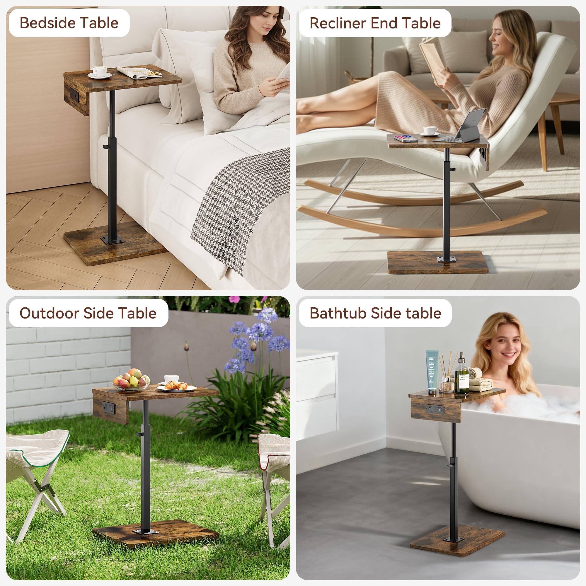 - Bedside Table
- Recliner End Table
- Outdoor Side Table
- Bathtub Side Table