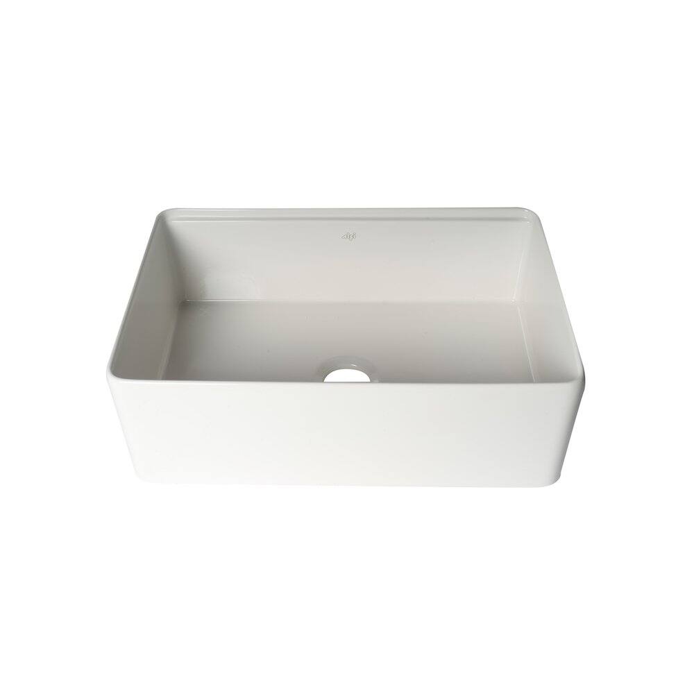 Alt View 2. Alfi - ALFI brand White Smooth Apron Workstation 30 x 20 Single Bowl Step Rim Fireclay Farm Sink - White.