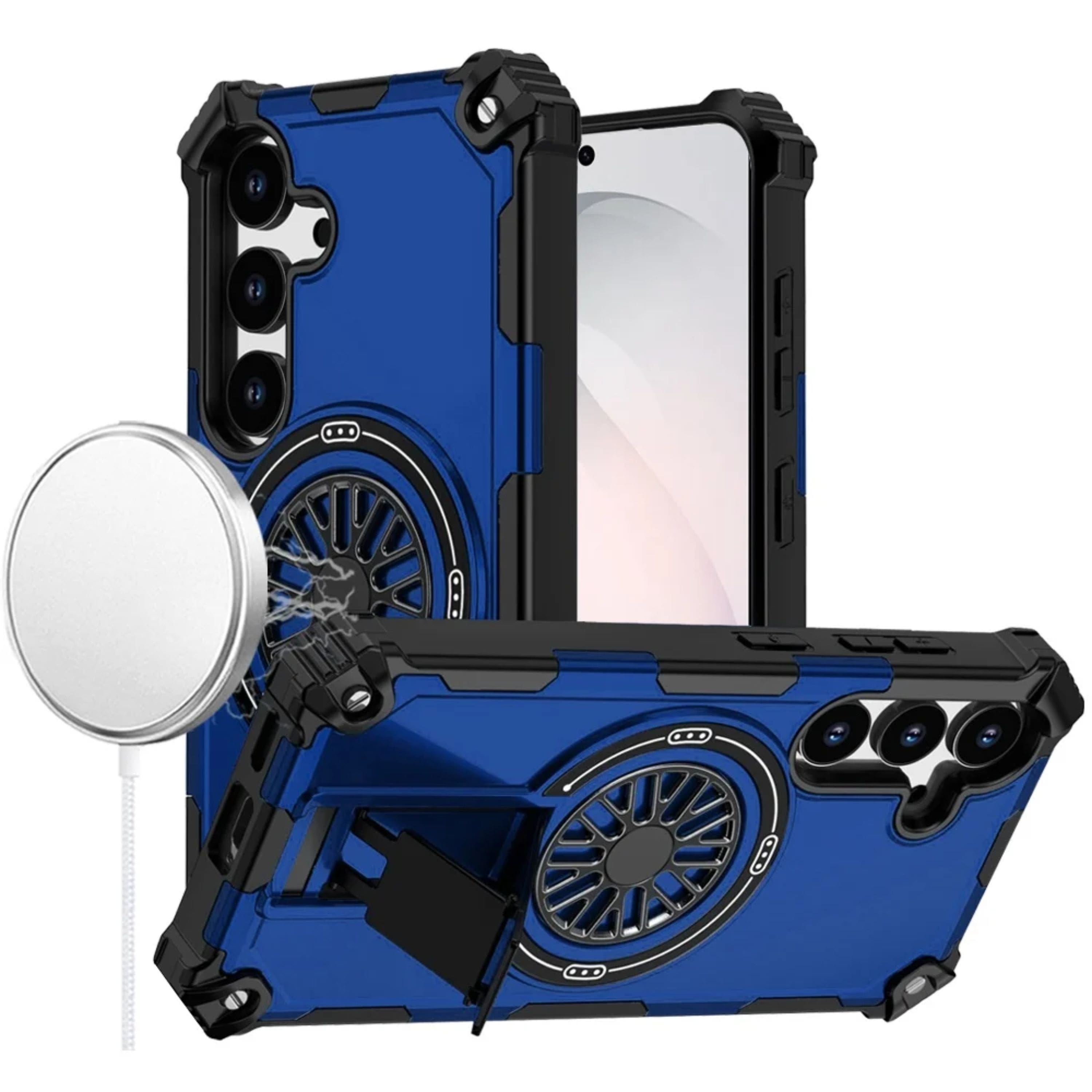 Kitcheniva - Dual Layer Magnetic Circle Pop-Out Stand Plus Tempered Glass For Samsung S26 FE - Blue price history on PriceWatchPro