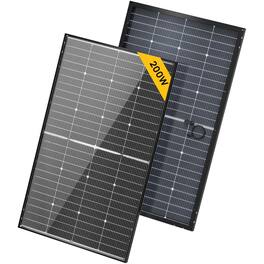 BougeRV - 1PC 12V N-Type 16BB 200W Bifacial Solar Panel for RV Camping Boat Marine Home Curve Surface - Black