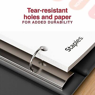 Tear-resistant holes and paper FOR ADDED DURABILITY Staples.