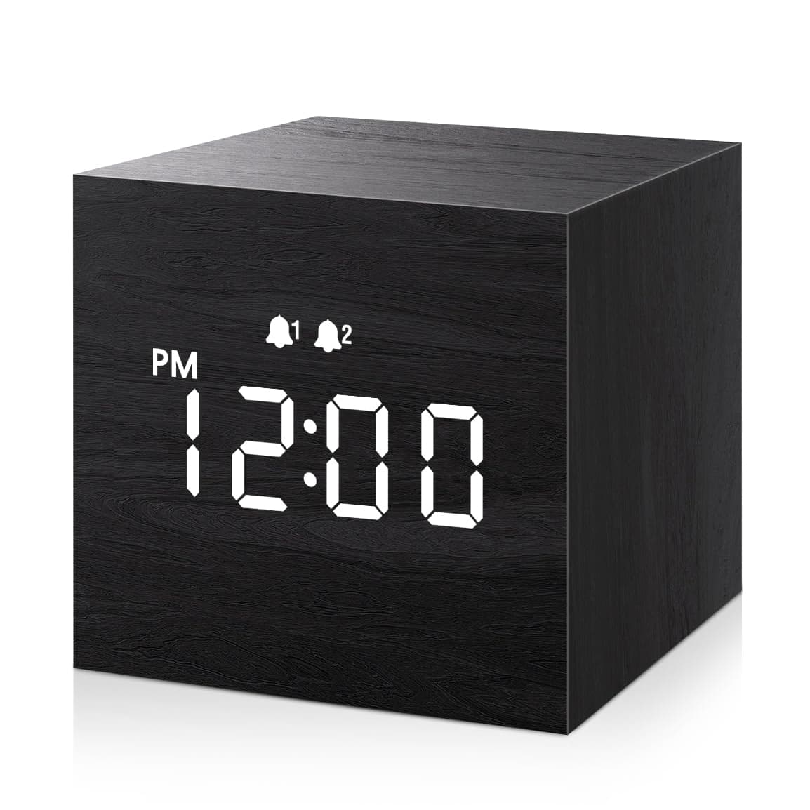 Dazzed Corner - 2.5-inch Cubic Mini Alarm Clock, Digital LED Time Display Electric Clocks - Black