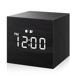Dazzed Corner - 2.5-inch Cubic Mini Alarm Clock, Digital LED Time Display Electric Clocks - Black