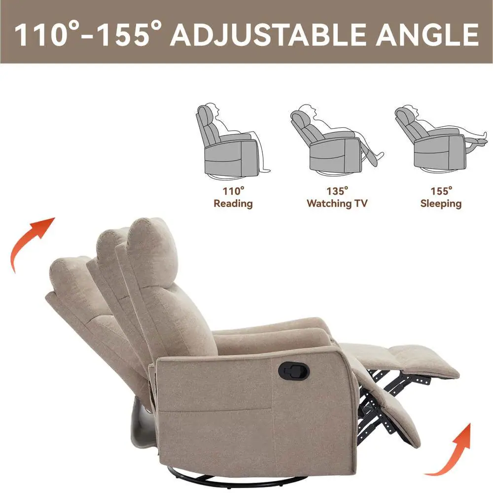 110°-155° Adjustable Angle

110° Reading  
135° Watching TV  
155° Sleeping