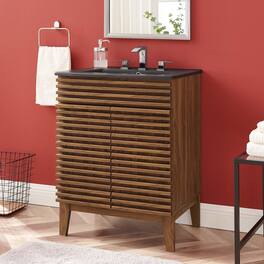 Modway - Render Bathroom Vanity with Black Basin Included - Walnut Black