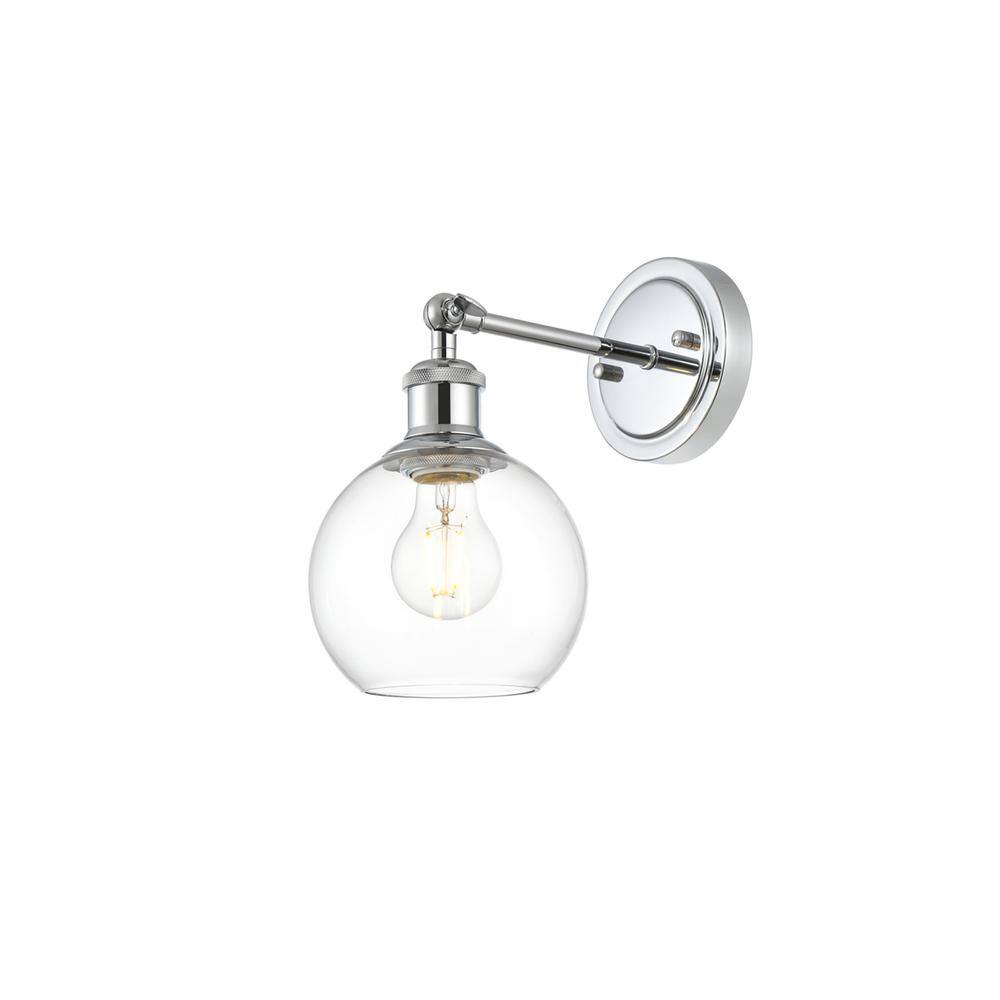 Back. Living District - Kai 1 light Chrome and Clear Bath Sconce - Chrome And Clear.