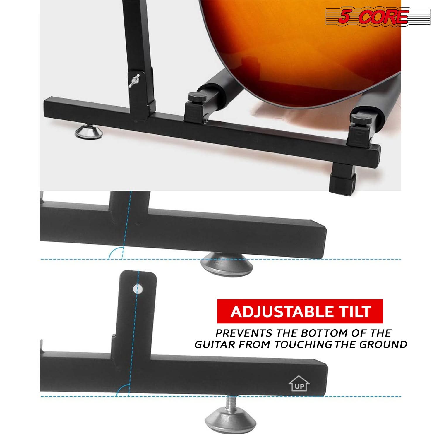 5 CORE

ADJUSTABLE TILT  
PREVENTS THE BOTTOM OF THE GUITAR FROM TOUCHING THE GROUND
