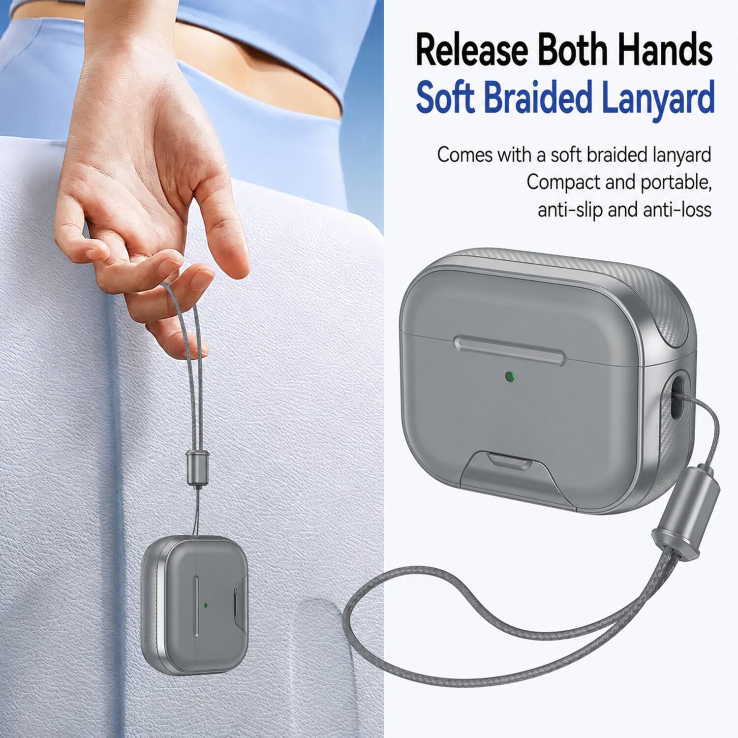 Release Both Hands Soft Braided Lanyard  
Comes with a soft braided lanyard  
Compact and portable, anti-slip and anti-loss