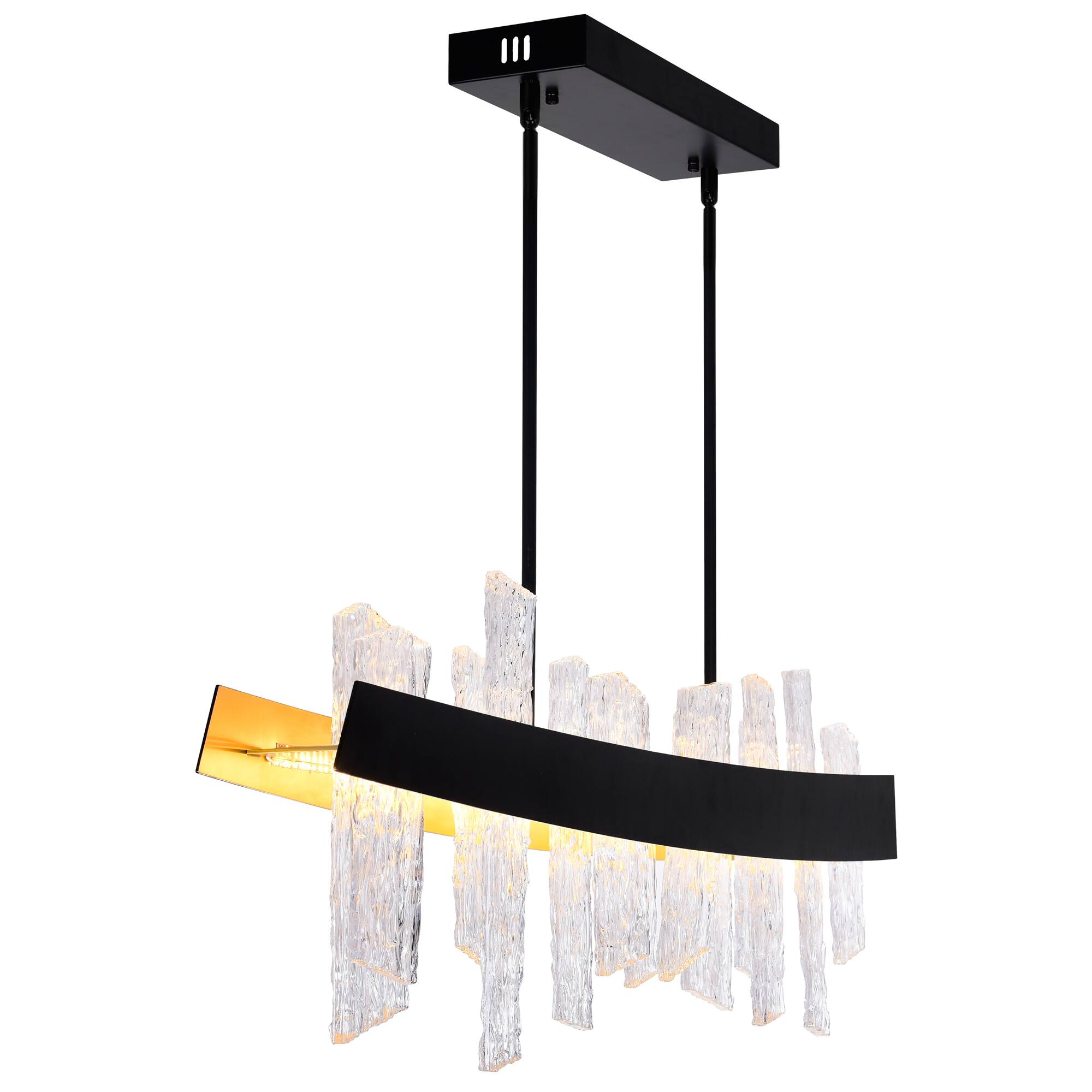 Alt View 1. CWI Lighting - Guadiana 39 in LED Black Chandelier - Black & Satin Gold.