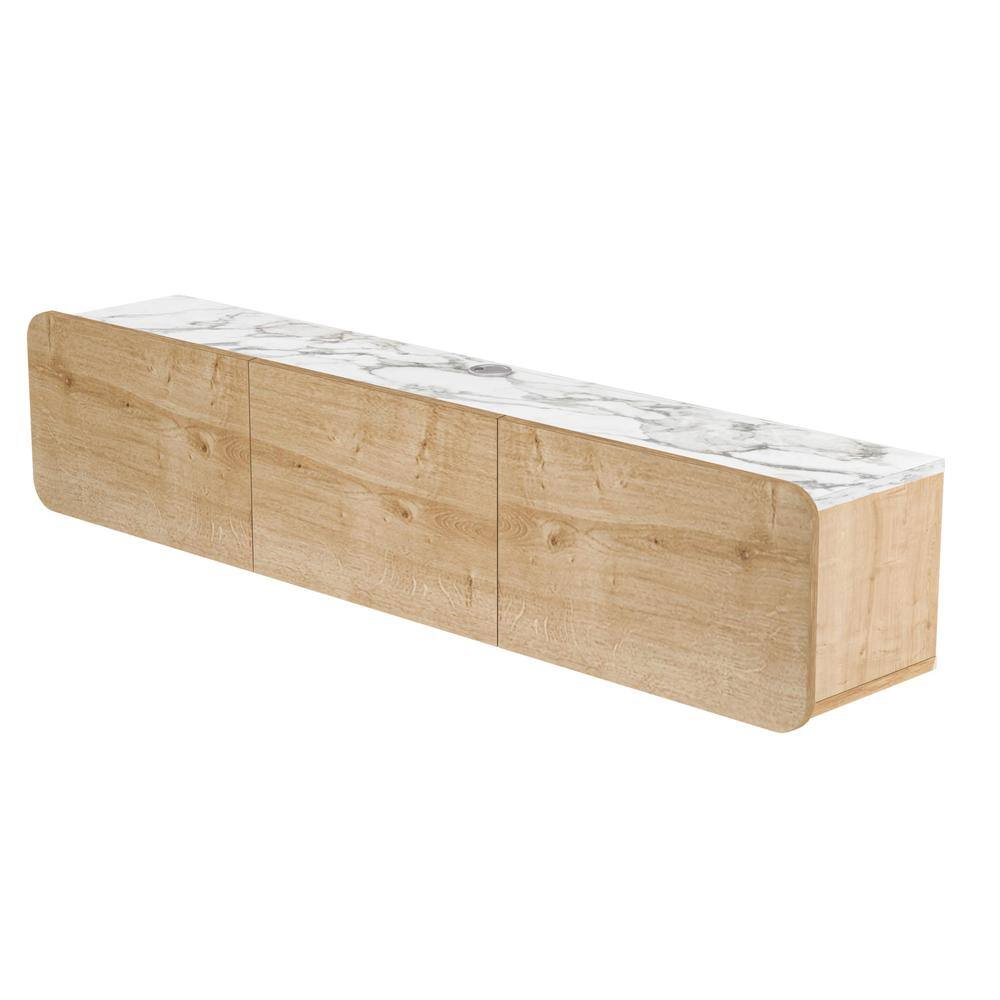 Atelier Mobili - Oval Floating TV Stand Wall Mounted, Walnut - Brown