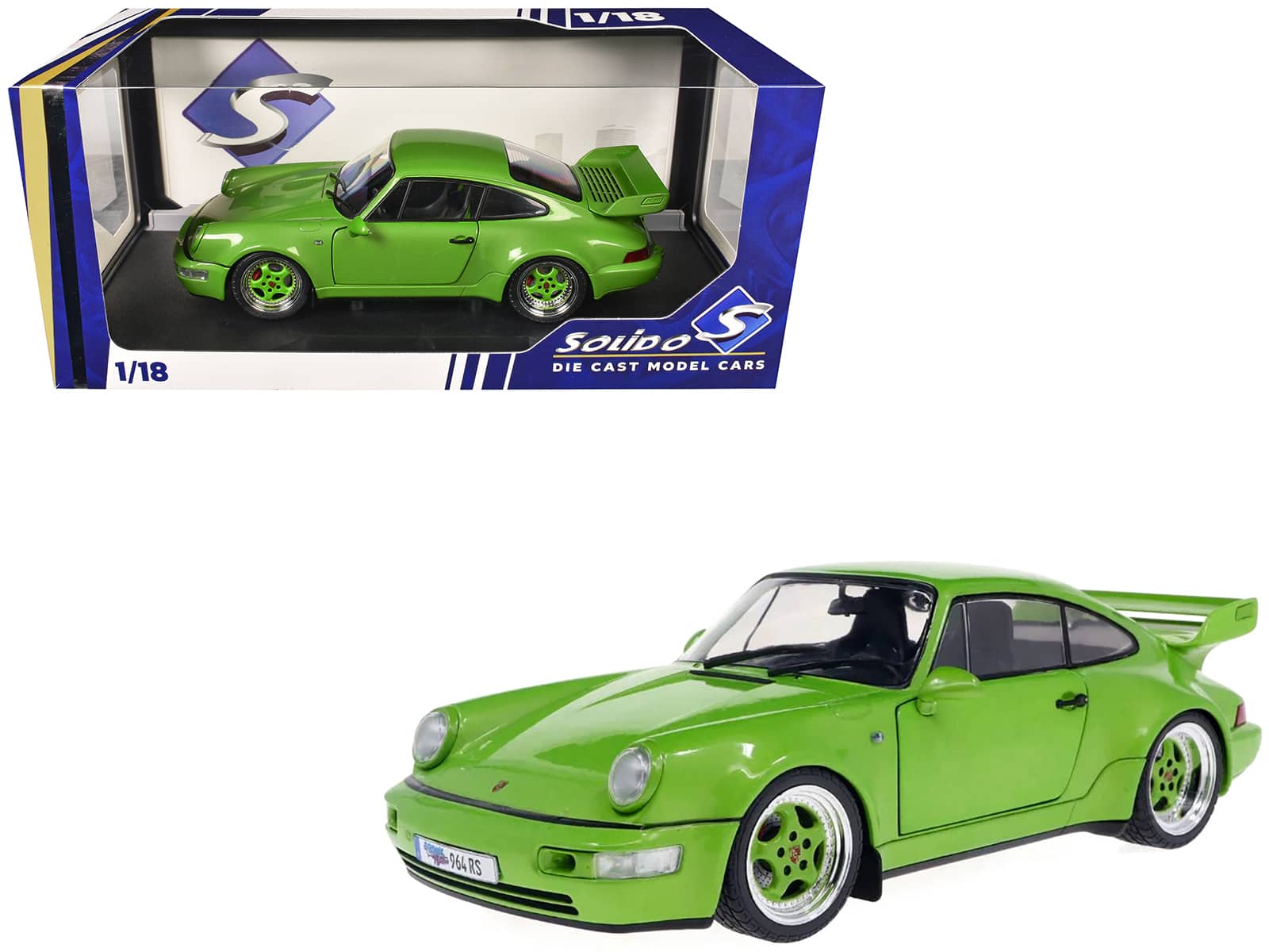 1990 Porsche 911 (964) Carrera RS "Streetfighter" 1/18 Diecast Model Car by Solido - Green Metallic