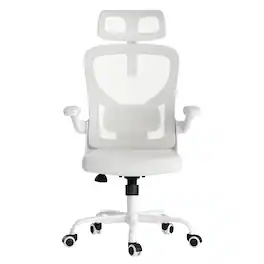 Ecooso - Ergonomic Office Chair with Headrest, High Back Desk Chair with Armrests and Adjustable Lumbar Support - White
