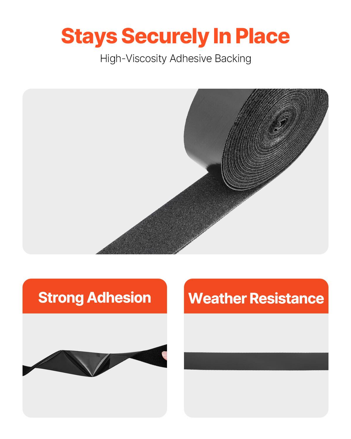 Stays Securely In Place  
High-Viscosity Adhesive Backing  

Strong Adhesion  

Weather Resistance