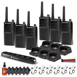 6 x Motorola RMU2040 On-Site 2-Way Radio (RMU2040) - 6 Pack With Mics Supreme Bundle - Black