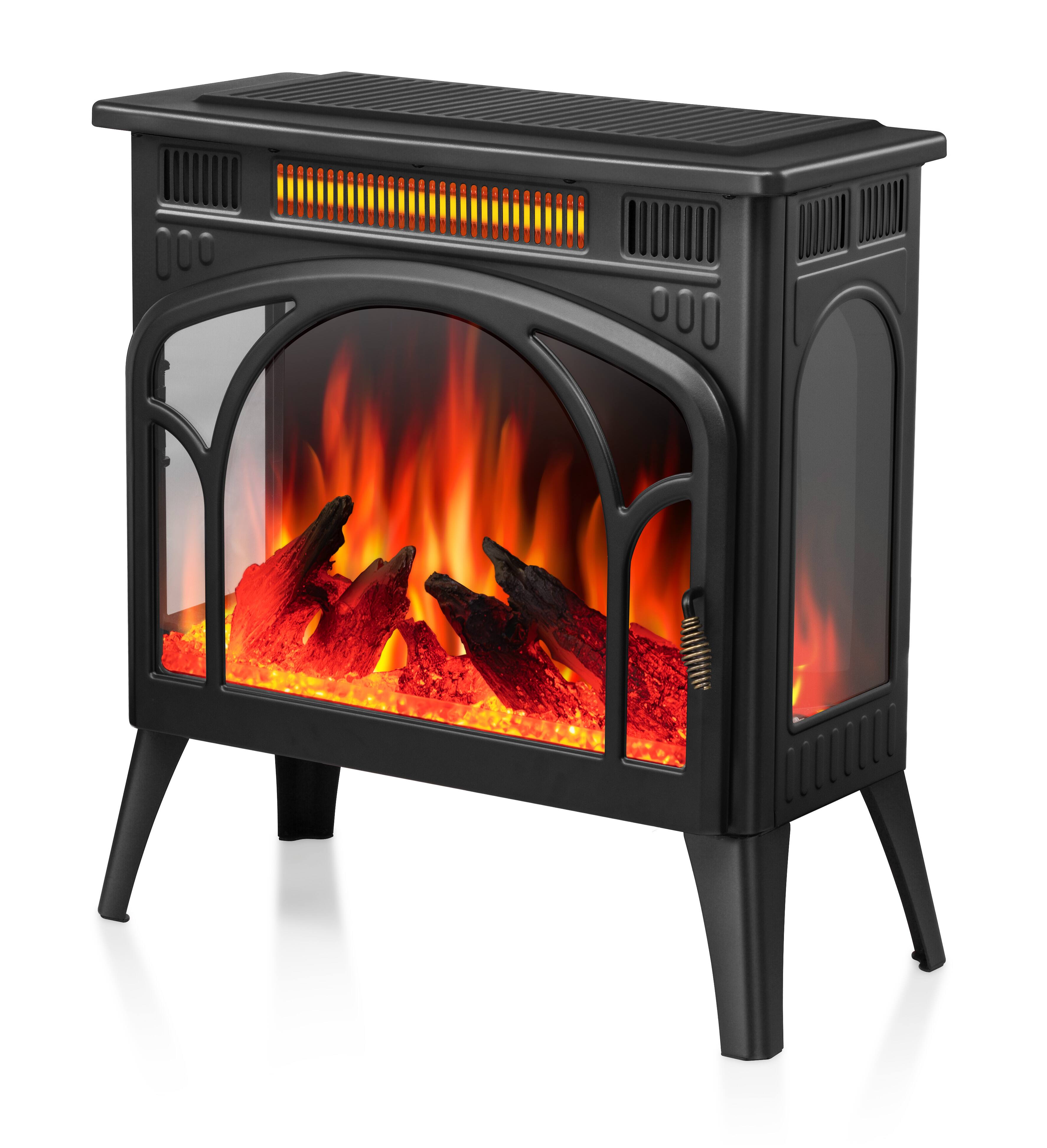 Back. Bestier - Electric Fireplace Heater, 23in Freestanding Fireplace Stove with Realistic Flame Effect, Remote & Overheat Protection - Black.
