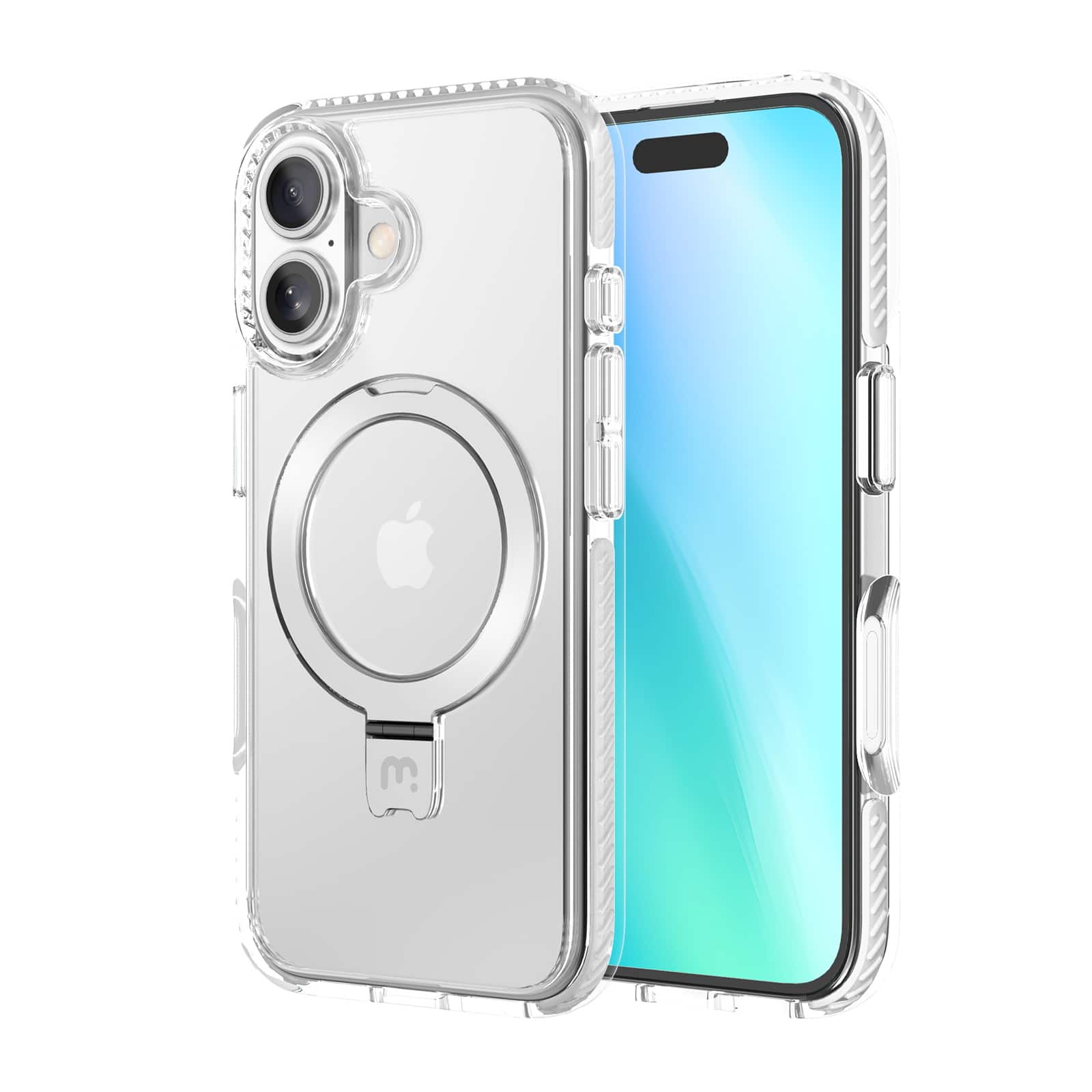 Front. Mybat Pro - MyBat Pro Lure Series Case with MagSafe Kickstand Ring for Apple iPhone 16 - White - White.