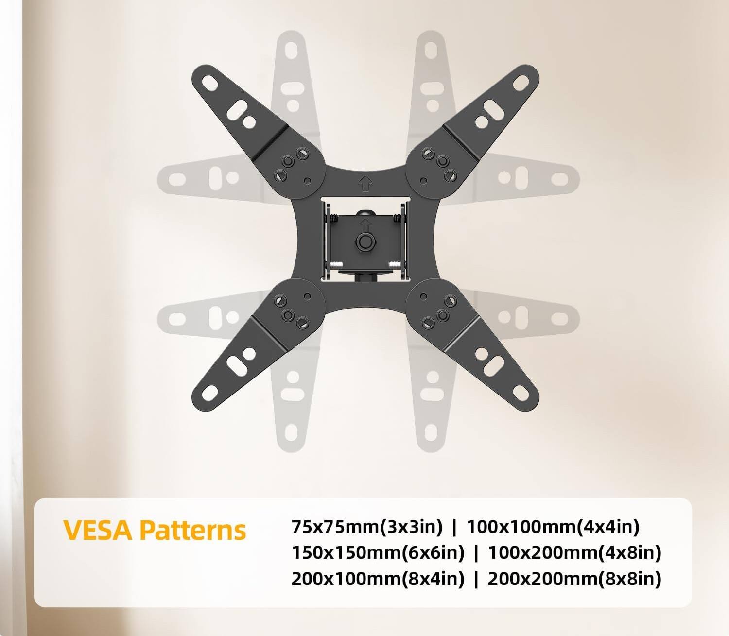 VES A Patterns  
75x75mm(3x3in) | 100x100mm(4x4in) | 150x150mm(6x6in) | 100x200mm(4x8in) | 200x100mm(8x4in) | 200x200mm(8x8in)