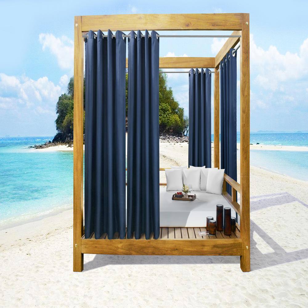 Front. Commonwealth Home Fashions - Commonwealth Seascapes Light Filtering Grommet Outdoor Panel Pair Each 50" x 96" Indigo - Indigo.