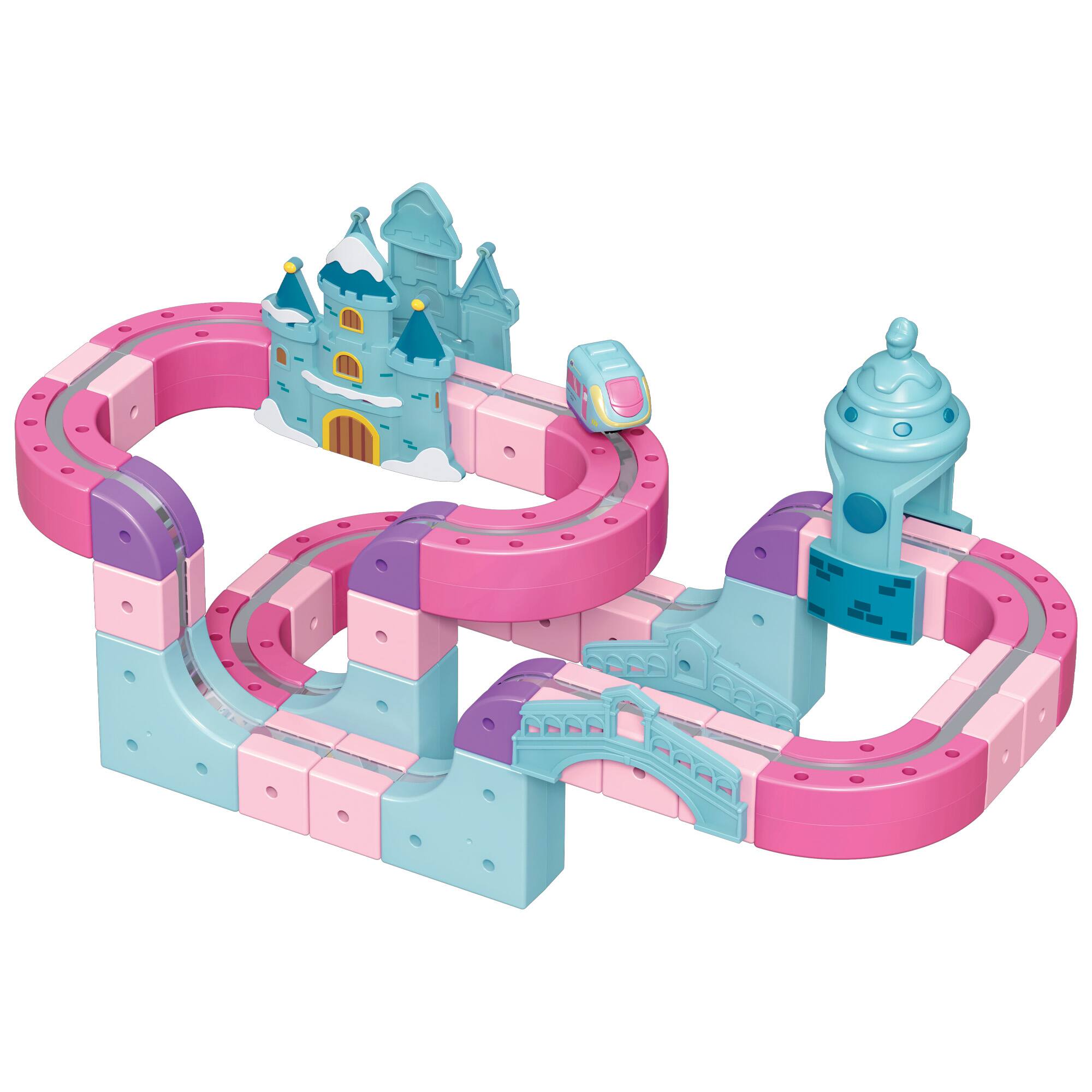 Alt View 2. Contixo - MT6 Princess Castle Magnetic Train Track 96-Piece Building Set with USB-C Motorized Train, Ages 3+.