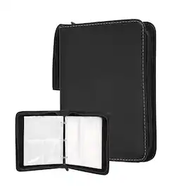 Unique Bargains - 4 Pocket Trading Card Binder, Holds 400 Top Loaders Smooth PU Cover with Zipper for TCG Game Sports - Black