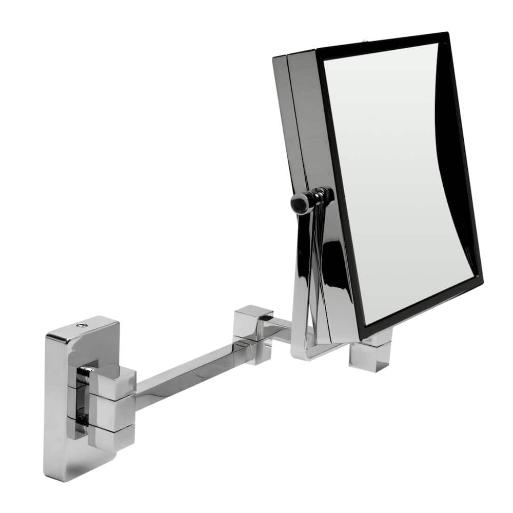 Alfi - 8" Square Wall Mounted 5x Magnify Cosmetic Mirror - Silver