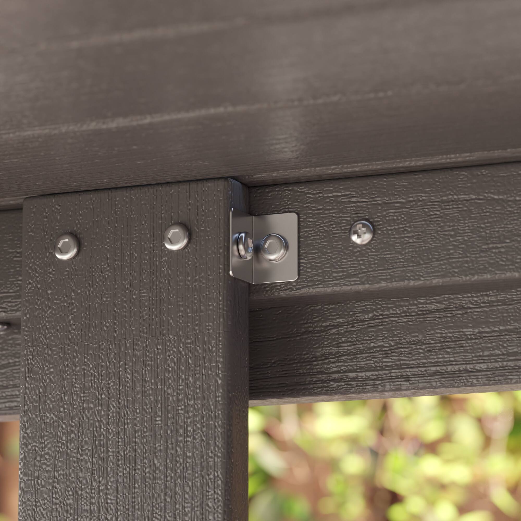 Alt View 6. Famapy - HDPE Outdoor Dining Table with Umbrella Hole & Cap - Solid Panel Patio Table for Garden, Backyard, Poolside - Gray.