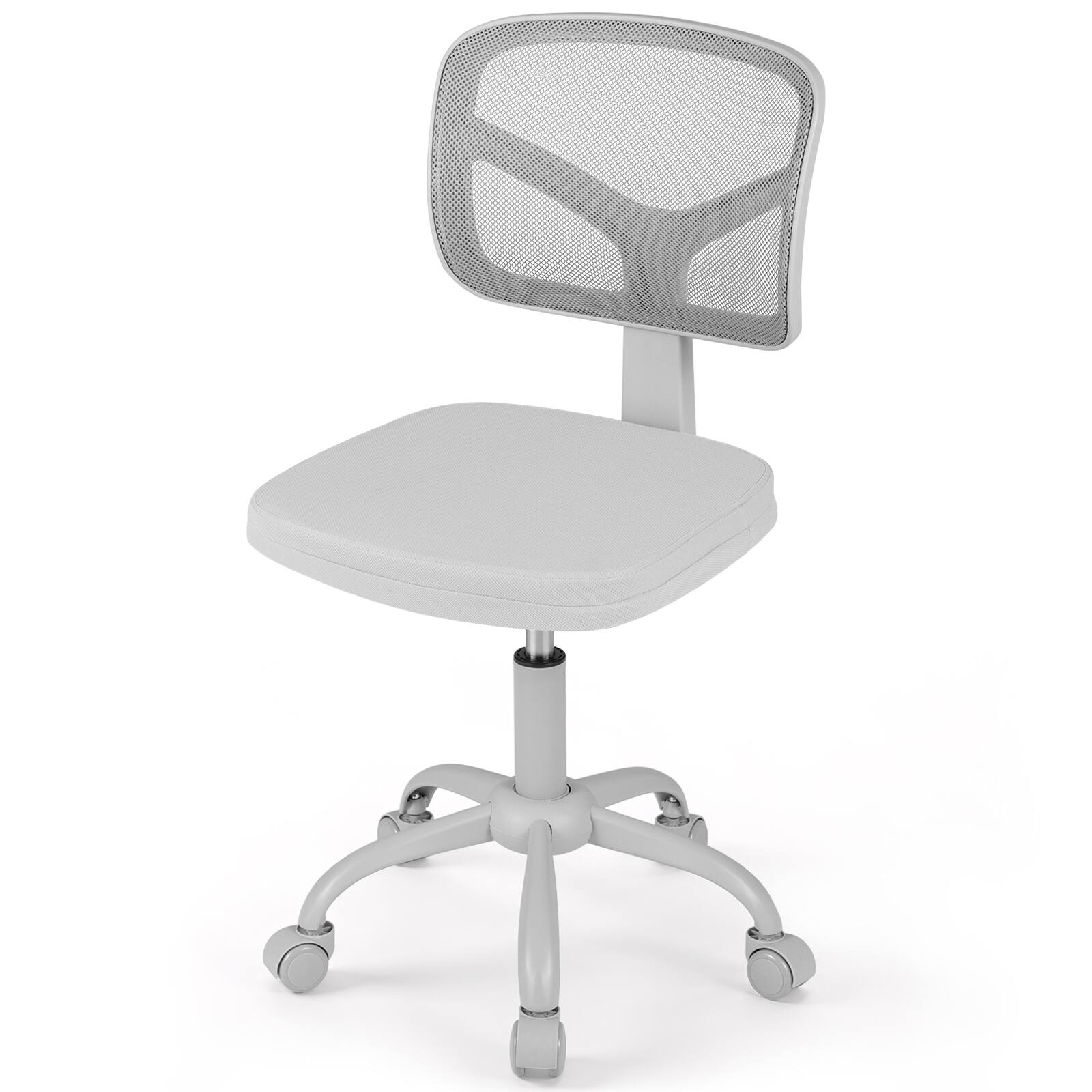 Alt View 8. Costway - Costway Height-adjustable Kids Study Chair, Swivel Mesh Desk Chair with 5 Rolling Casters - Light Gray.
