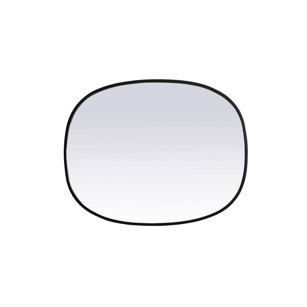 Back. Elegant Decor - Metal Frame Oval Mirror 24x30 Inch in Black - Black.