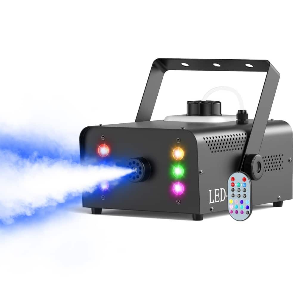 UKing - 1500W RGB Fog Machine with Remote Control - 6 LED Color Changing Lights, High-Output Smoke for Parties & Stage Shows