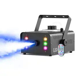 UKing - 1500W RGB Fog Machine with Remote Control - 6 LED Color Changing Lights, High-Output Smoke for Parties & Stage Shows