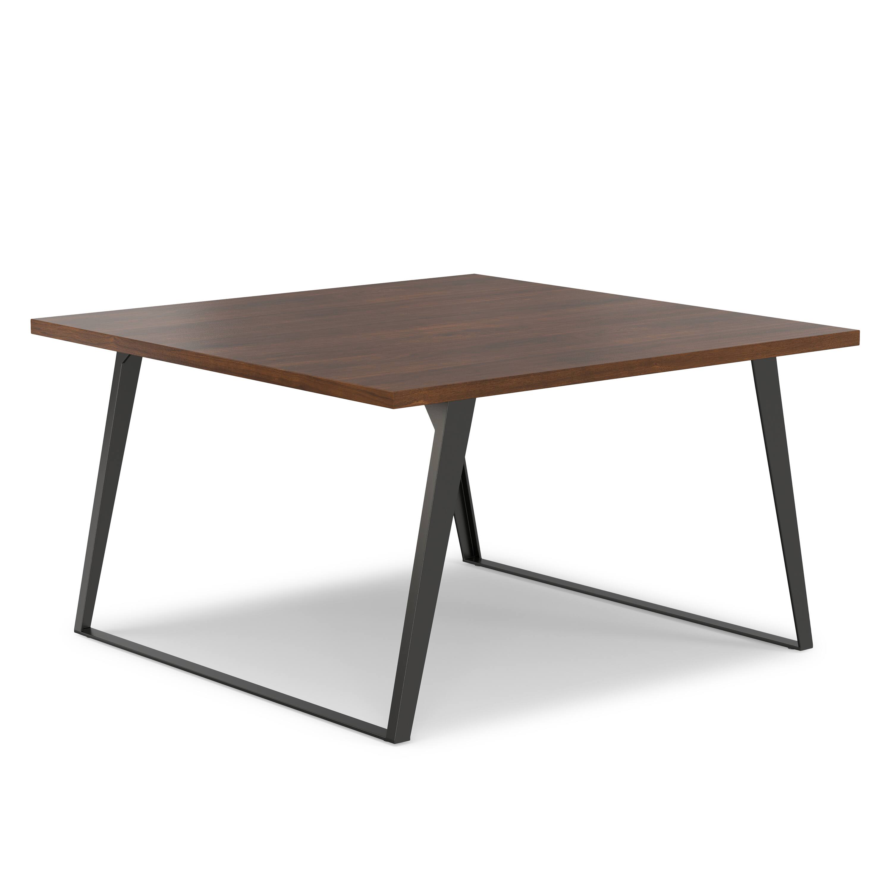 Alt View 3. Simpli Home - Lowry 54 inch x 54 inch Square Modern Industrial Square Dining Table in Walnut Veneer - Walnut Veneer.