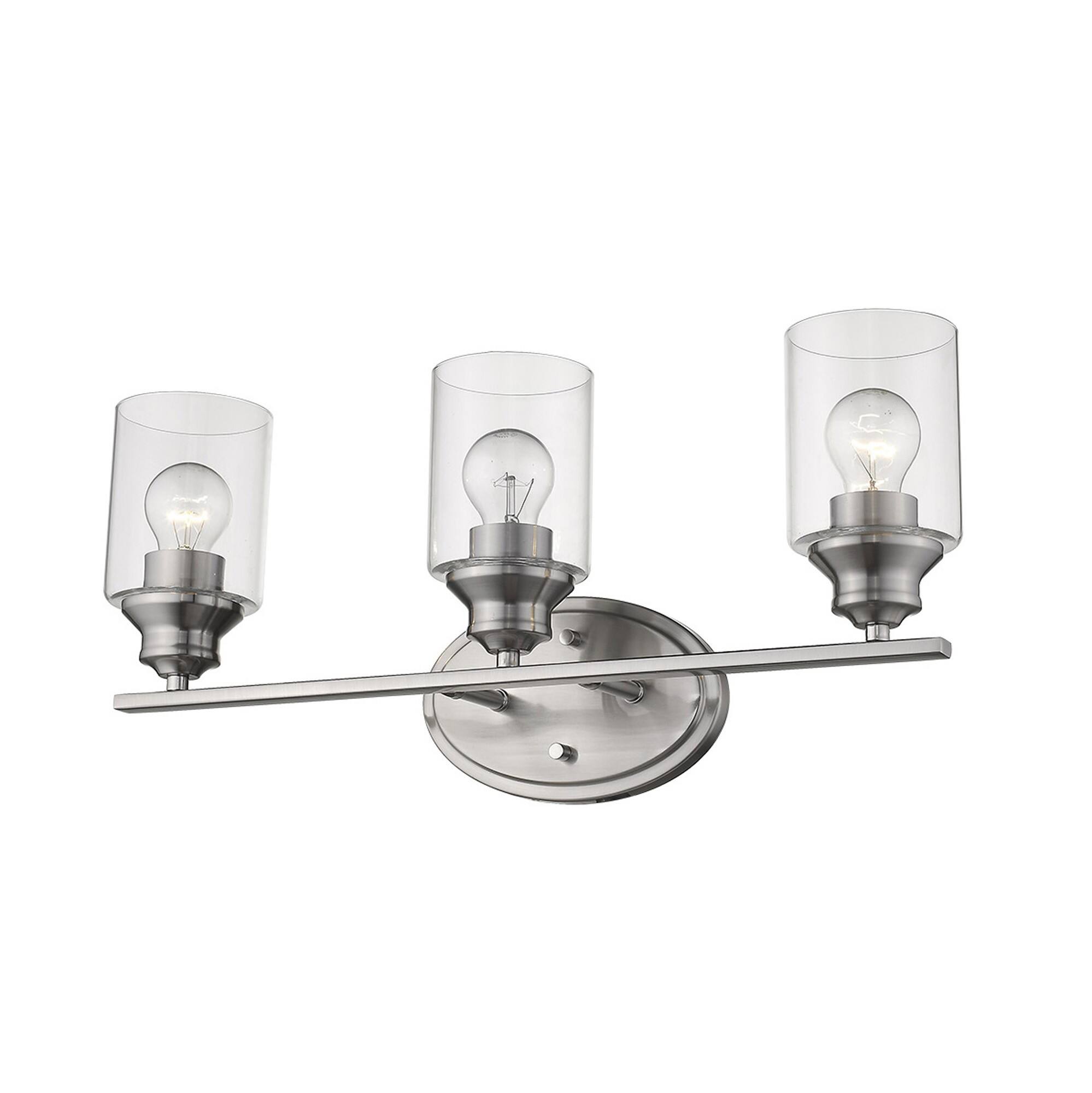 Back. Hivvago - Hivvago Three Light Silver Wall Light with Clear Glass Shade - Silver.