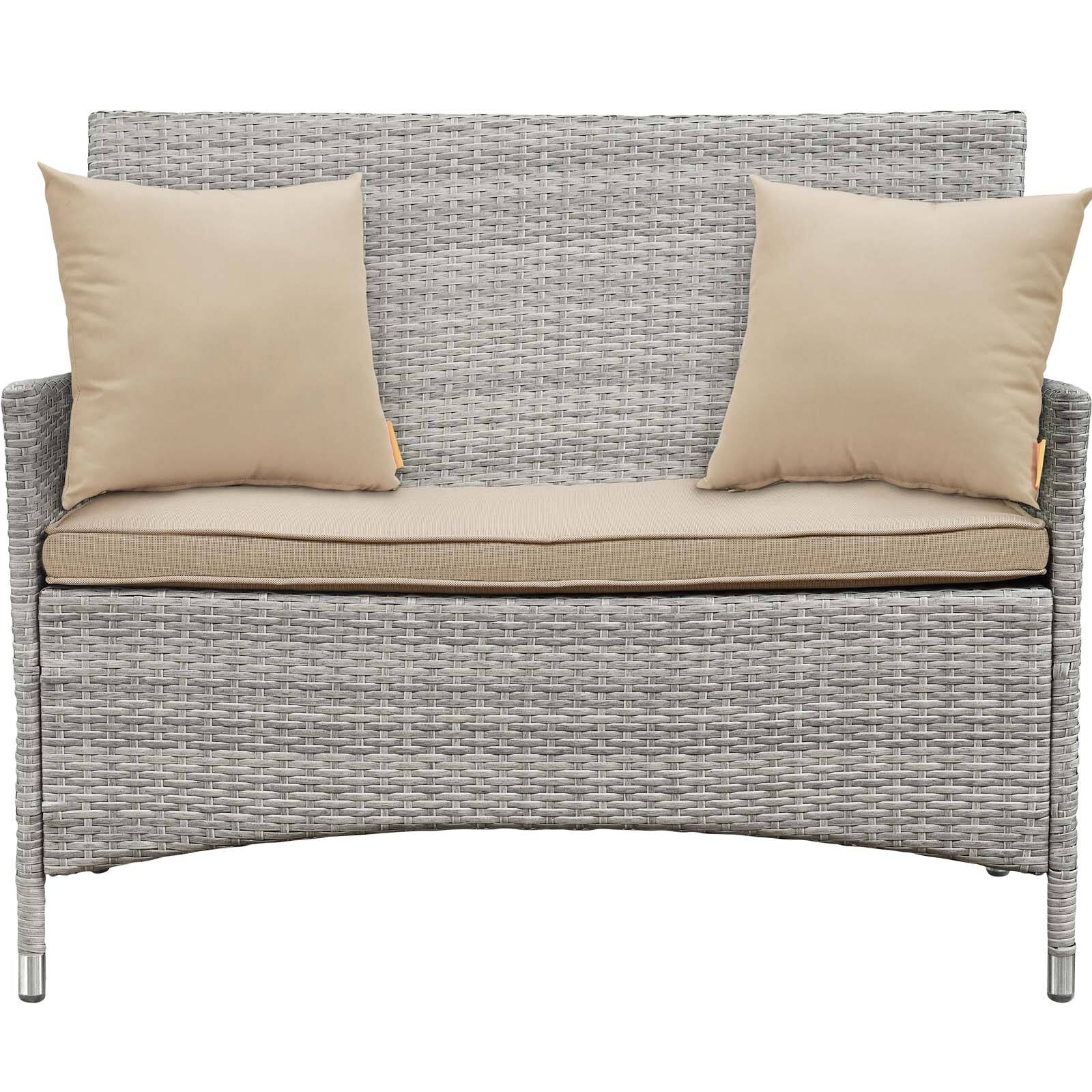 Alt View 6. Modway - Bridge 4 Piece Outdoor Patio Patio Conversation Set with Pillow Set by Modway - Light Gray Beige.