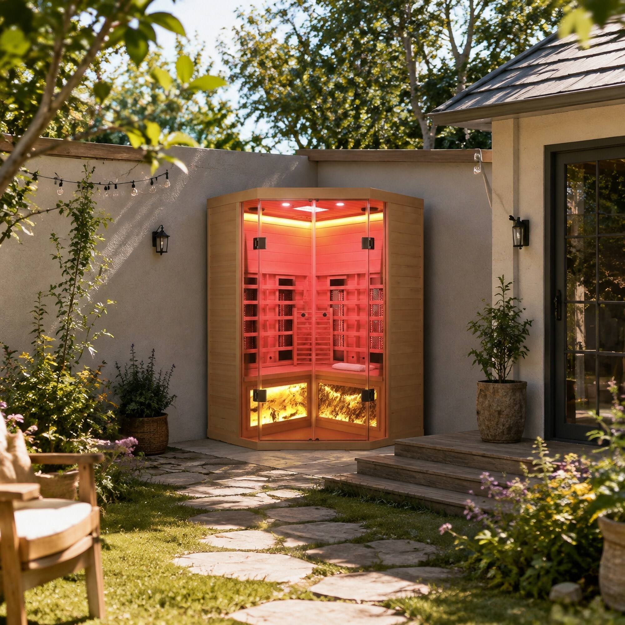 RYHNUYNE 5 Person Hemlock Far Infrared Sauna, S Model, Low EMF Heaters ...