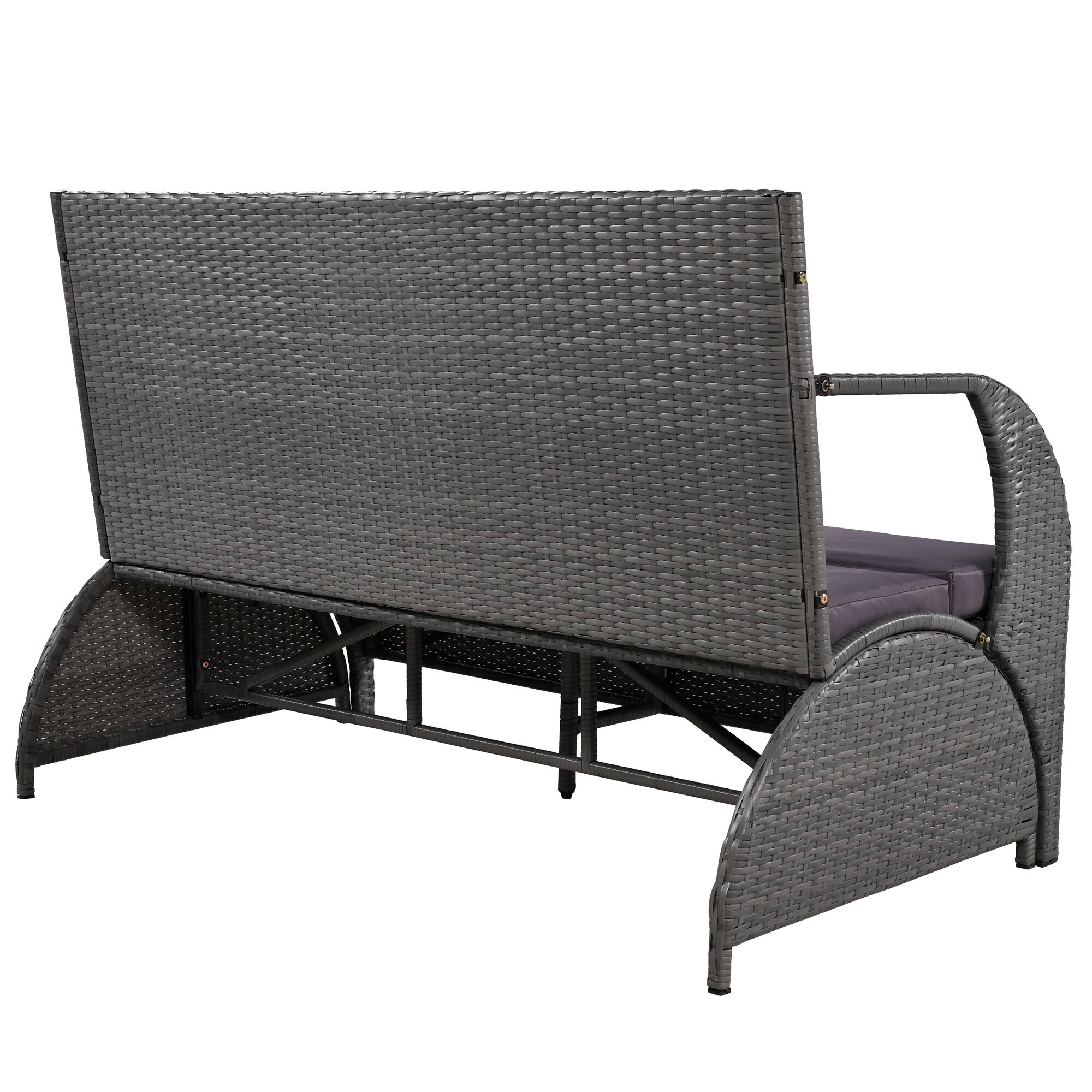 Alt View 7. Siljoy - 2-in-1 Convertible 57.1" Patio Loveseat Bench Table, 4-Seat & 1 Table, for Garden/Lawn/Patio - Gray.